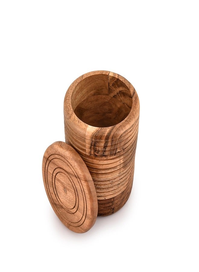 Kaizen Casa Food Jars & Canisters Acacia Wood round wooden storage jar with Lid for Sugar,Tea,Coffee,Snack,Spice,Herbs (4.5"X 4.5" X 6") - Image 3